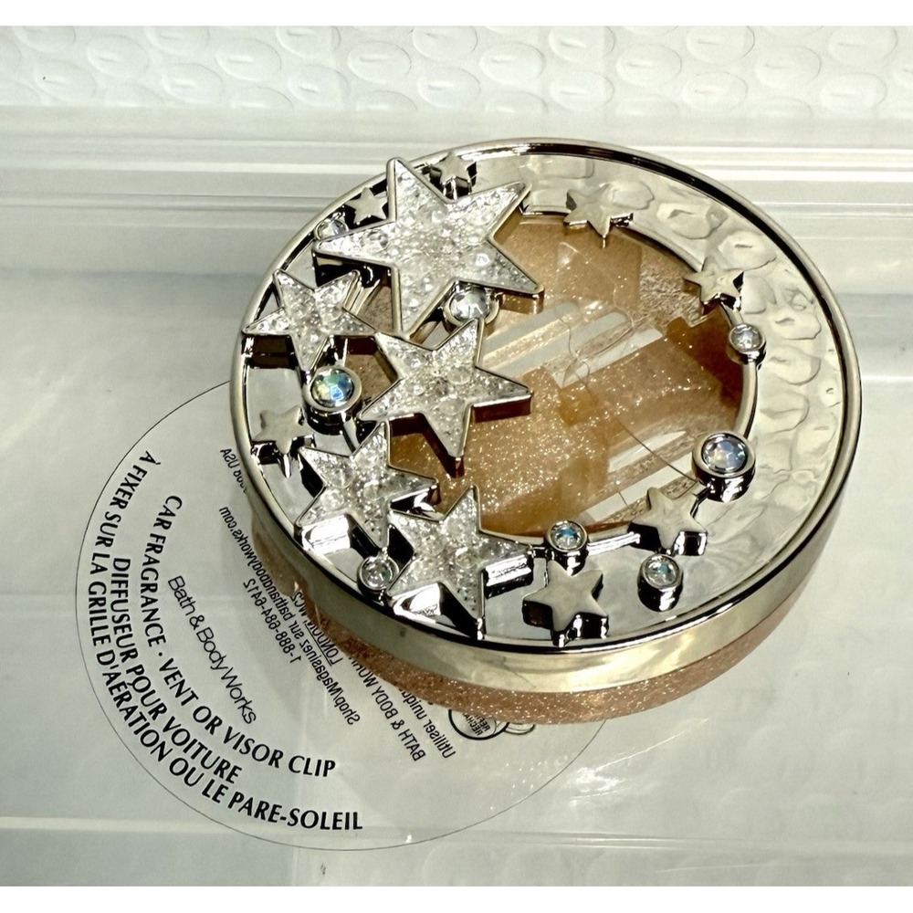 Bath & Body Works Celestial Stars Visor Clip Car Air Freshener Silver / Gold NEW